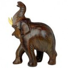 Wooden Elephant Statue Trunk Up